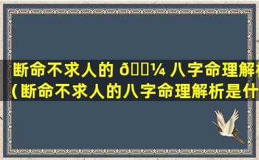 断命不求人的 🌼 八字命理解析（断命不求人的八字命理解析是什么）